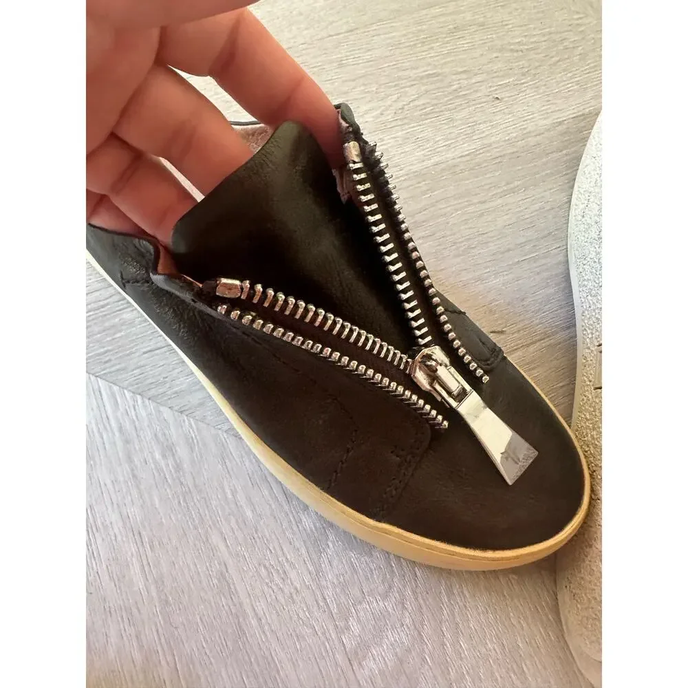 Frye Zipper Zip Lena Leather Mule Sneakers Black Slip On Shoes Slides Women's 6